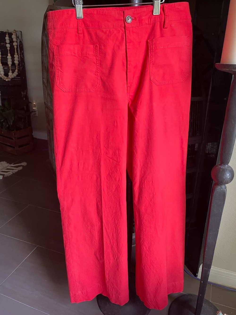 J Crew Cotton Linen Blend Red Pants